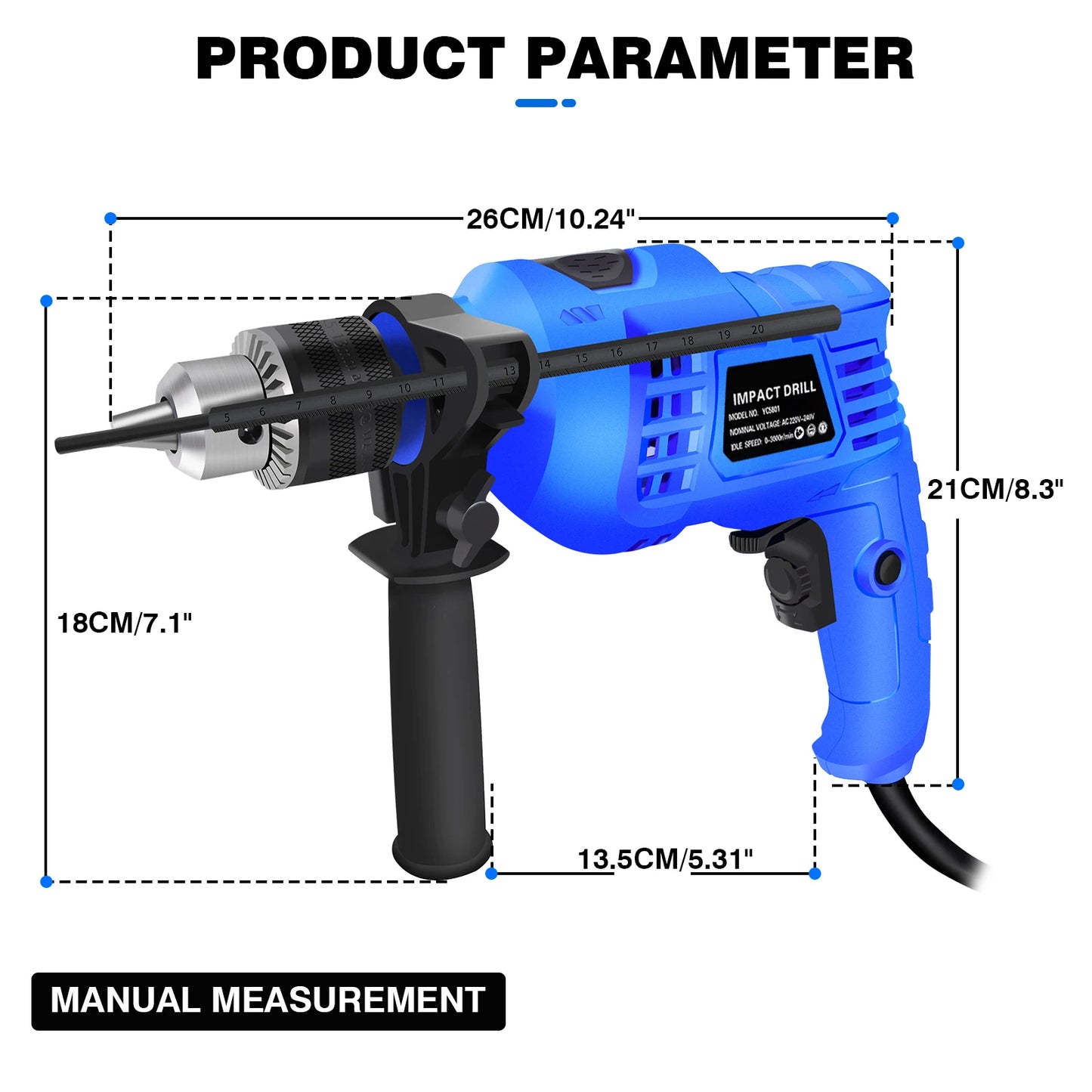 Kit Perceuse Marteau Électrique 850W