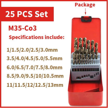 Kit Forets Cobalt M35 Acier Inoxydable
