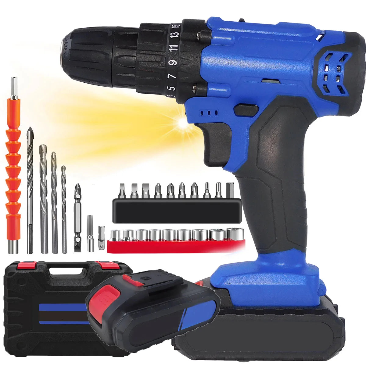 Perceuse Sans Fil 21V, Kit Complet 26pcs