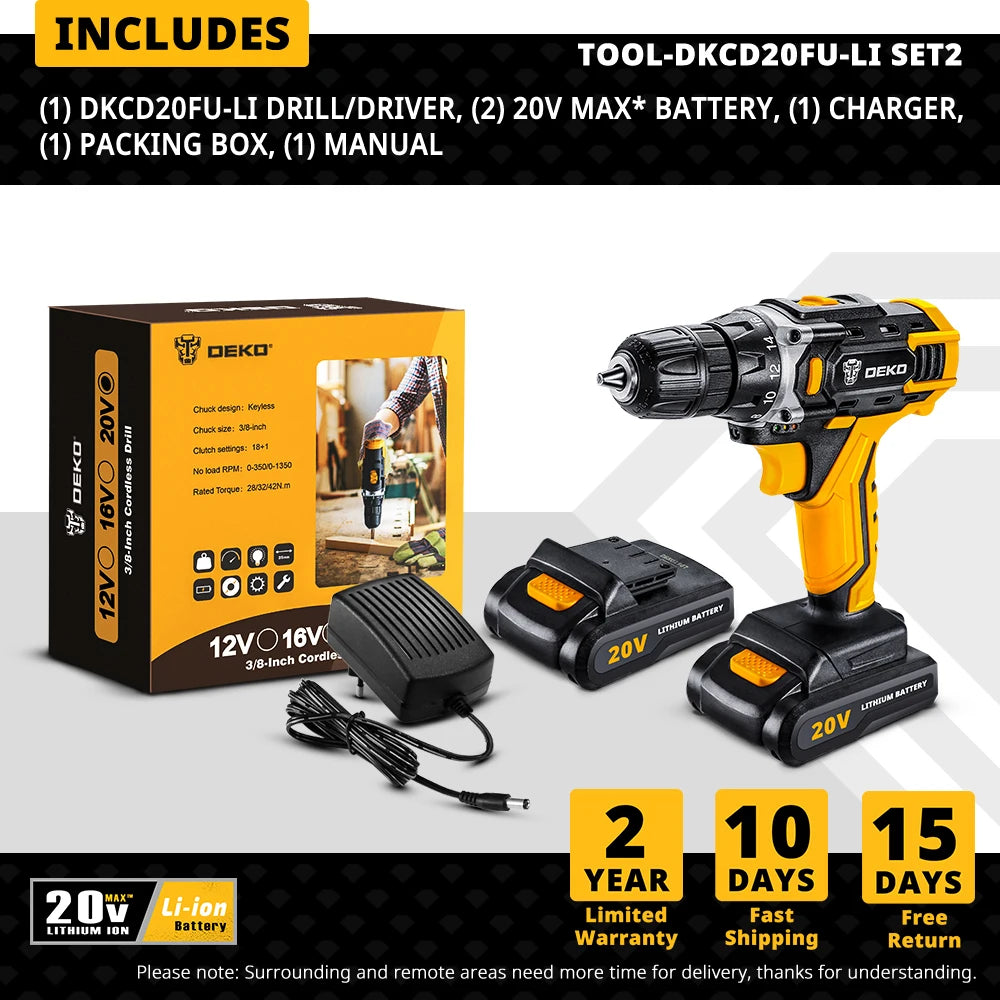 Perceuse sans fil DEKO 20V Compacte