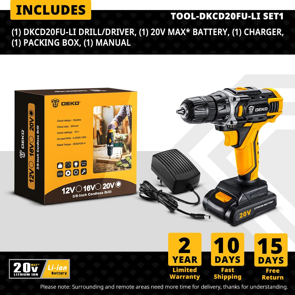 Perceuse sans fil DEKO 20V Compacte