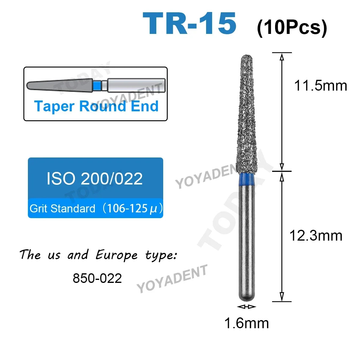 Fraise Dentaire Diamant TR Type - 10 Pcs