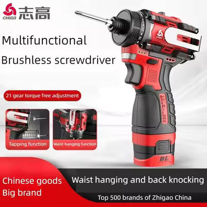 Perceuse Électrique Sans Fil CHIGO 18V - 80Nm, Moteur Brushless, Batterie Li-ion