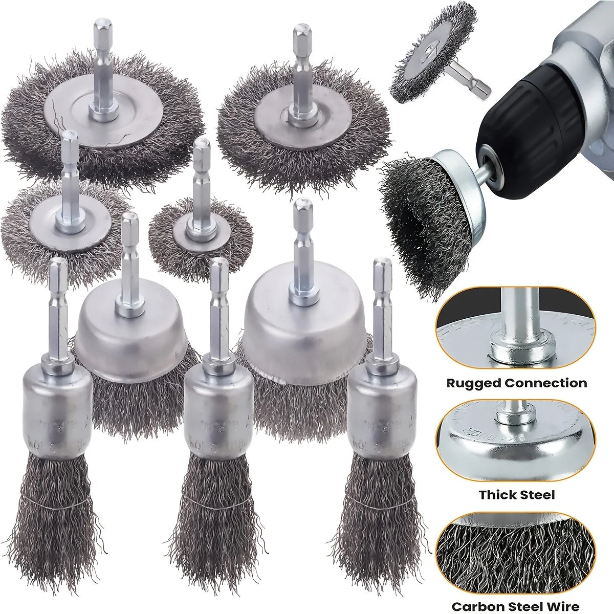 Ensemble Brosses pour Perceuse: 10 Pièces