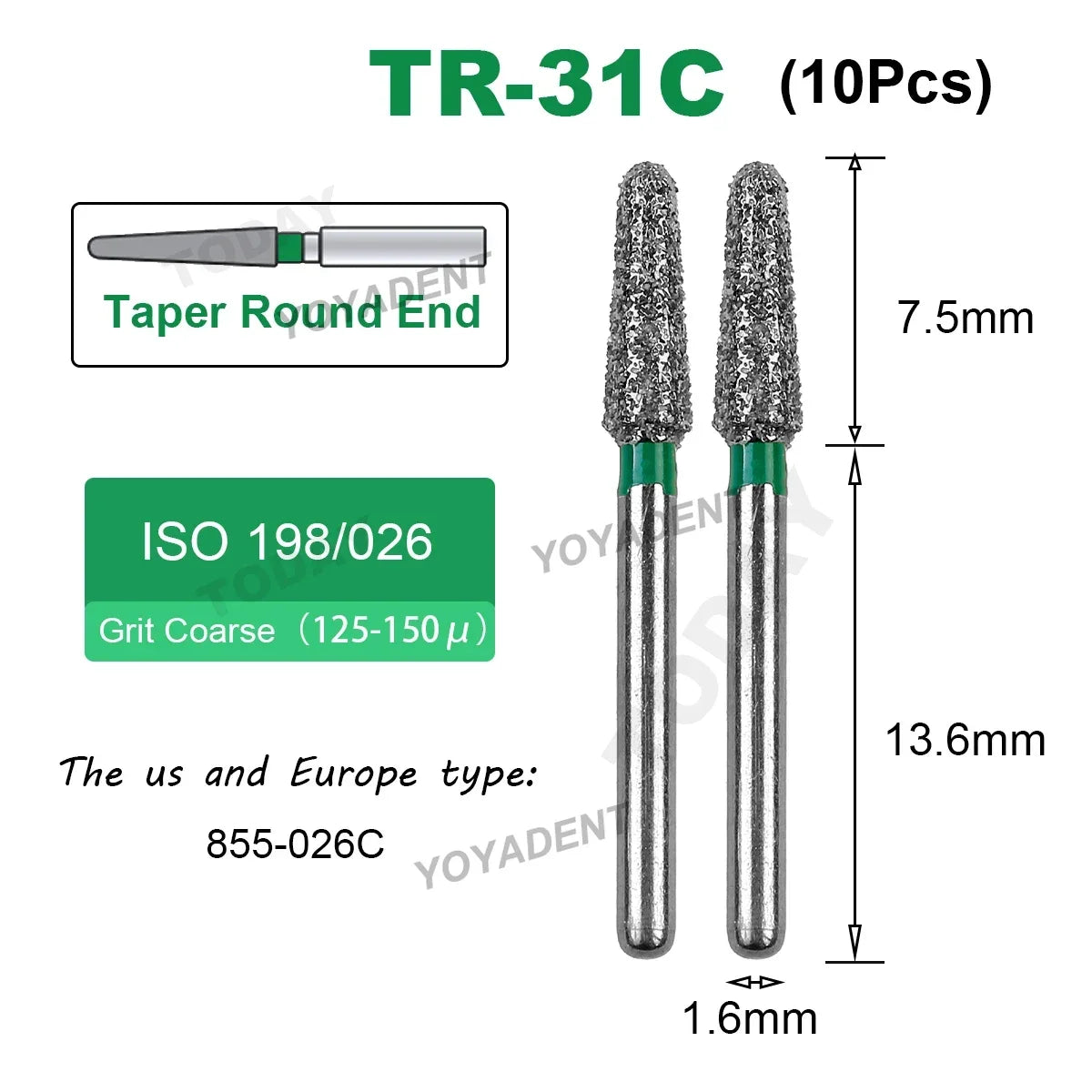 Fraise Dentaire Diamant TR Type - 10 Pcs