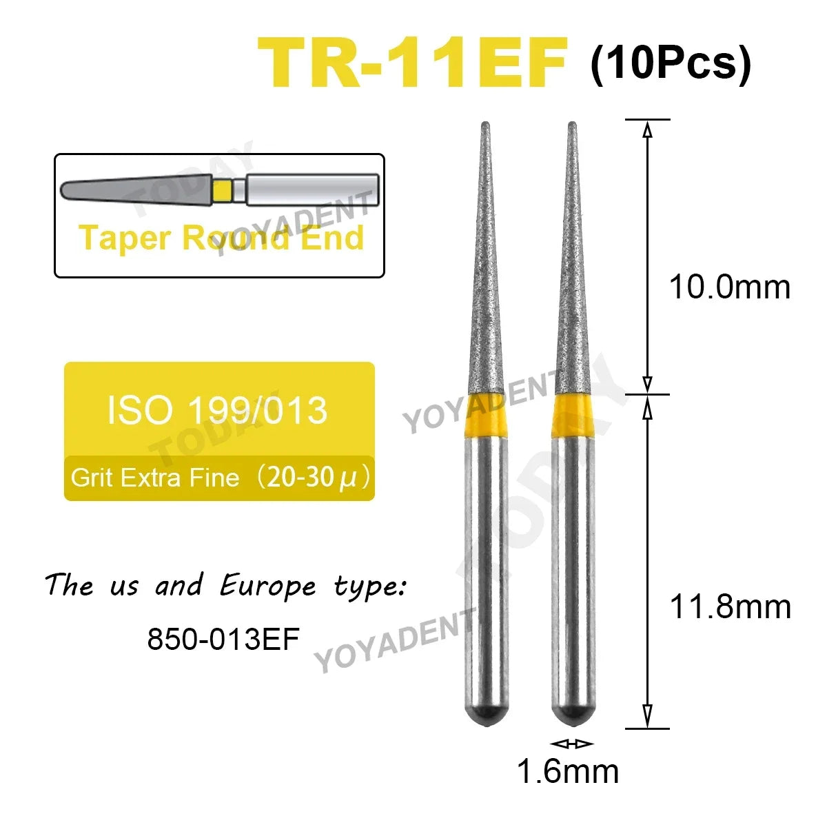 Fraise Dentaire Diamant TR Type - 10 Pcs