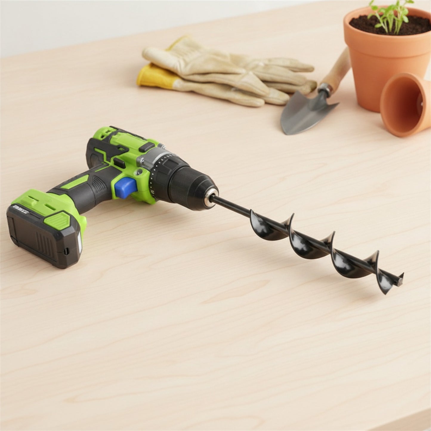 Mèche à spirale pour jardin avec embout hexagonal - Outil pour creuser les trous de plantation.