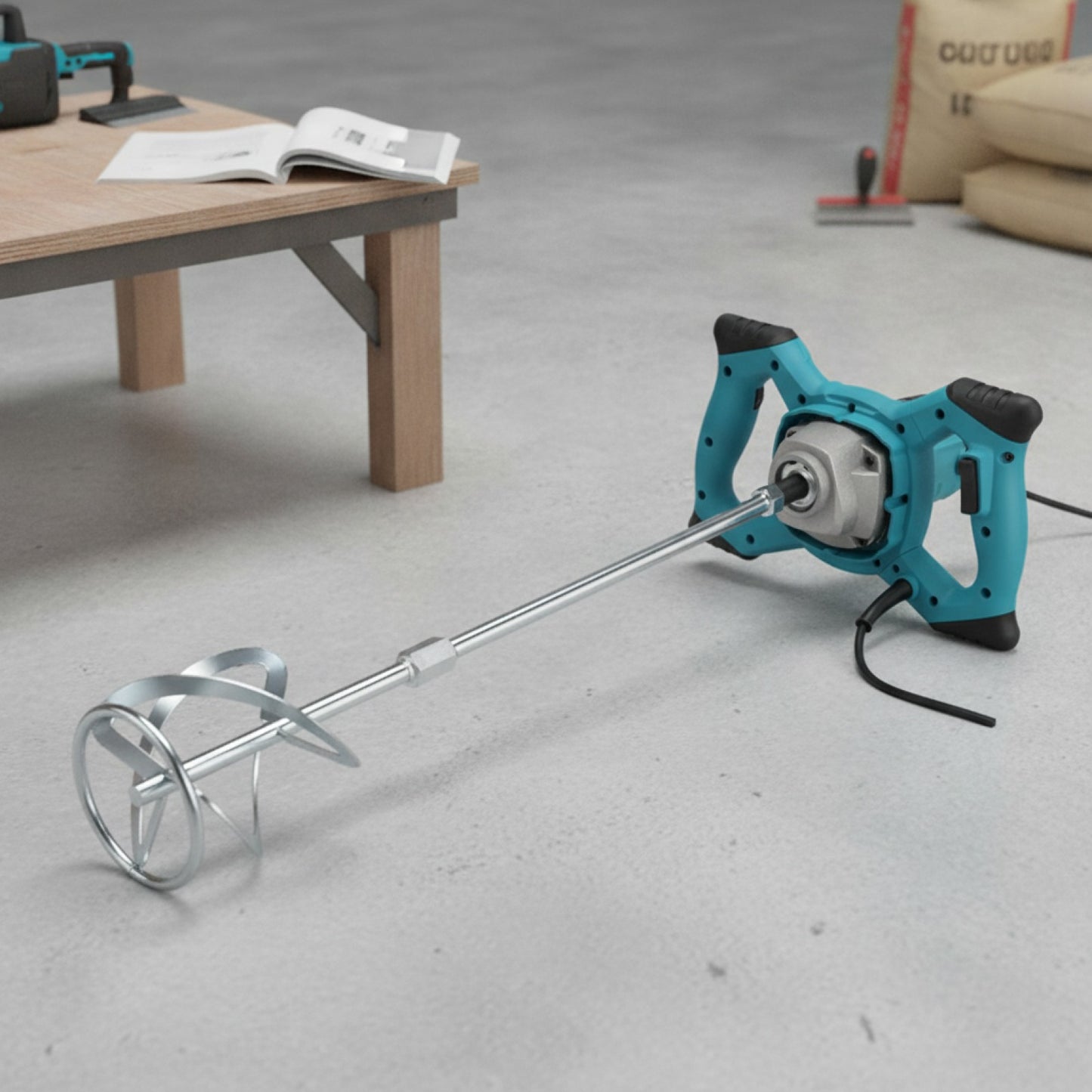Mélangeur de Mortier Électrique Industriel Puissant de 2100W