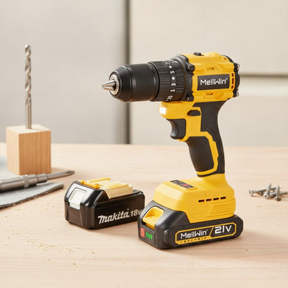 Perceuse à percussion sans balais MELLWIN 18V - 13mm, 25+3 couples, pour batterie Makita